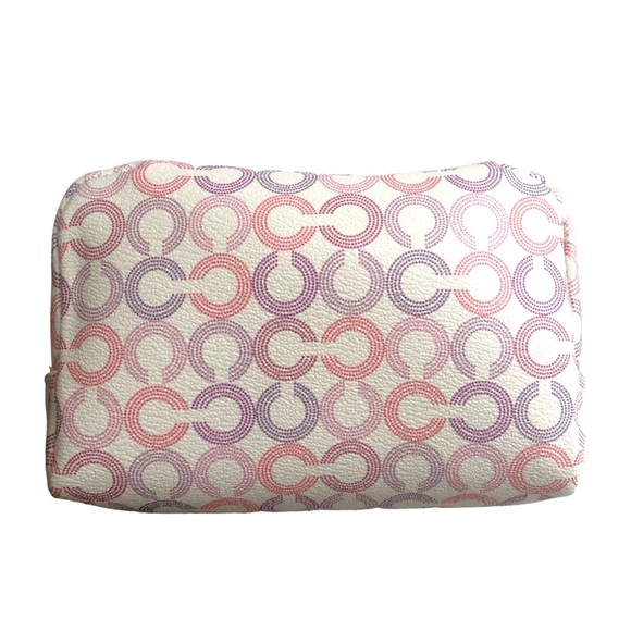 Coach Signature Cosmetic Bag Pouch White Pink Purple Multi-winner HP - Picture 4 of 14